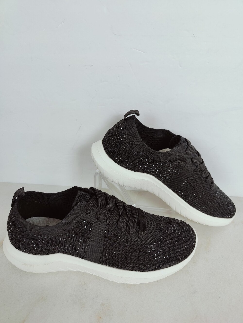 NWT Clarks Cloudsteppers Nova Spark Sneakers Black Crystal Embellished, 7